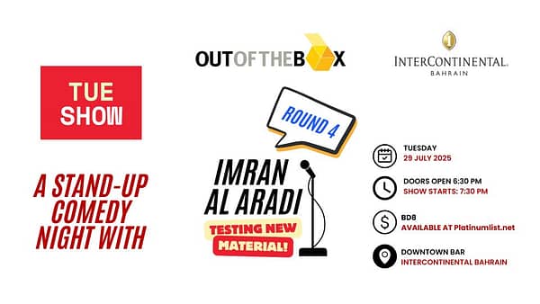 A Comedy Night With Imran Al Aradi – Round 4 At The InterContinental Hotel Bahrain Downtown Bar | 29 July - Comedy Events - Image 2