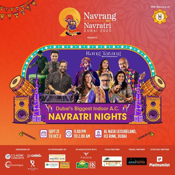Navrang Navratri 2025 – Dubai’s Biggest Indoor A.C. Garba & Dandiya Celebration! Desi Events
